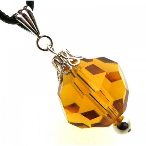 Faceted Sphere Lemurian Amber Andara Crystal Pendant